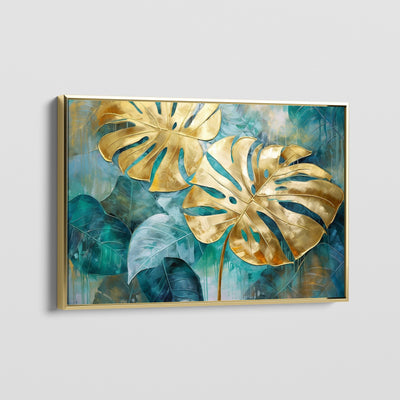 GOLD AND GREEN LEAVES CANVAS