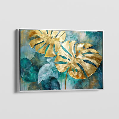 GOLD AND GREEN LEAVES CANVAS