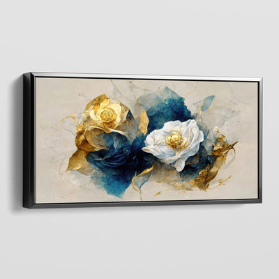 GOLD AND WHITE ROSES CANVAS