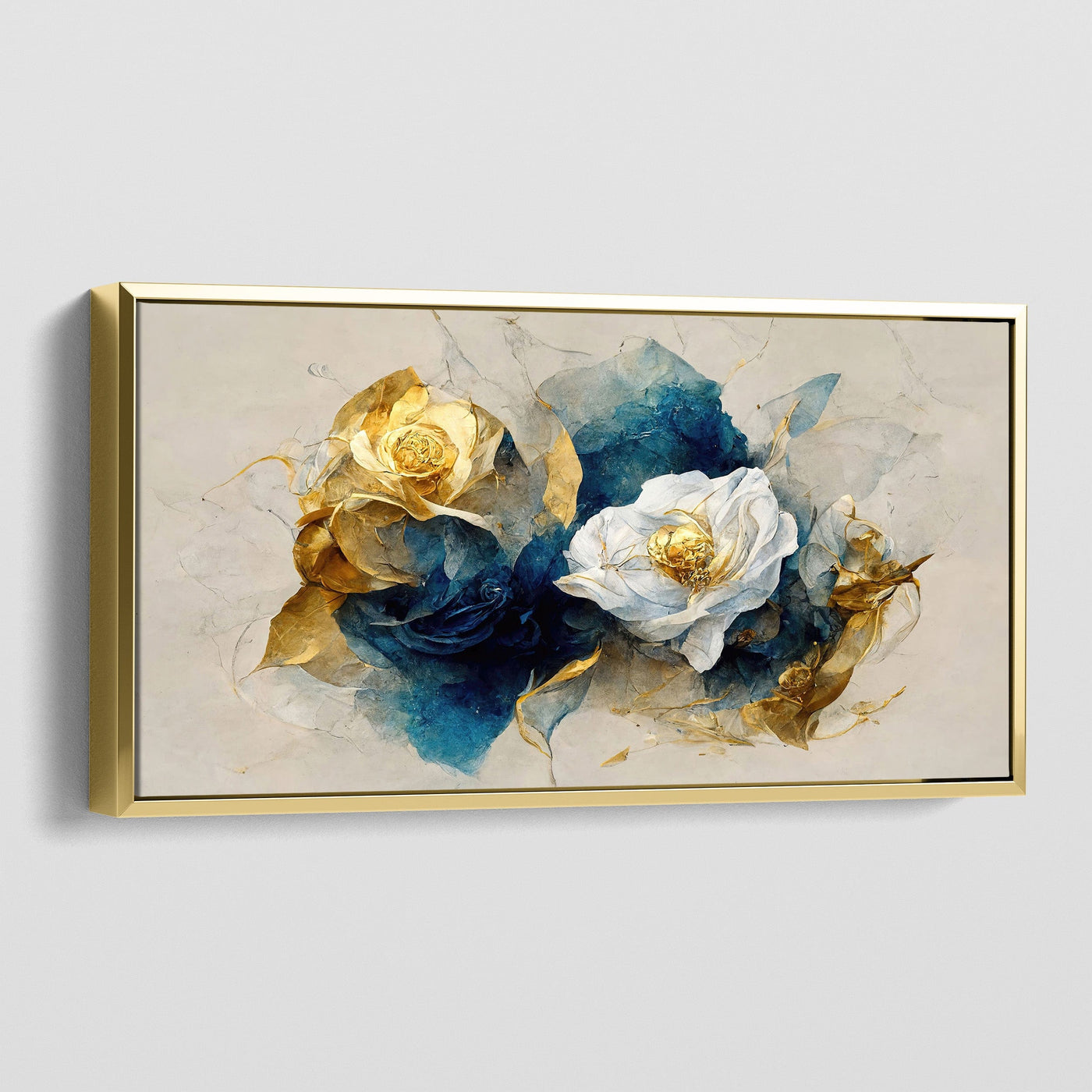 GOLD AND WHITE ROSES CANVAS