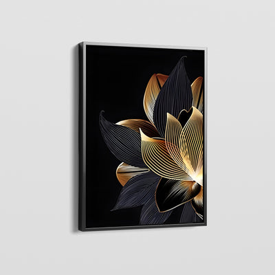 GOLD NOIR PETALS A CANVAS