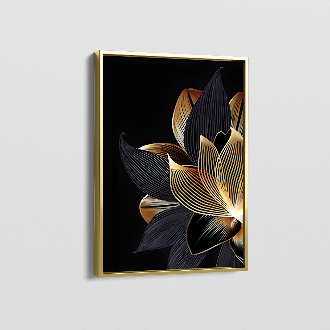 GOLD NOIR PETALS A CANVAS