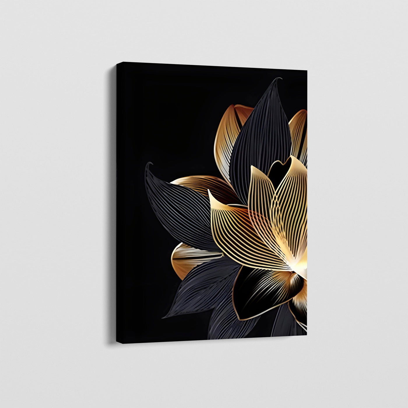 GOLD NOIR PETALS A CANVAS