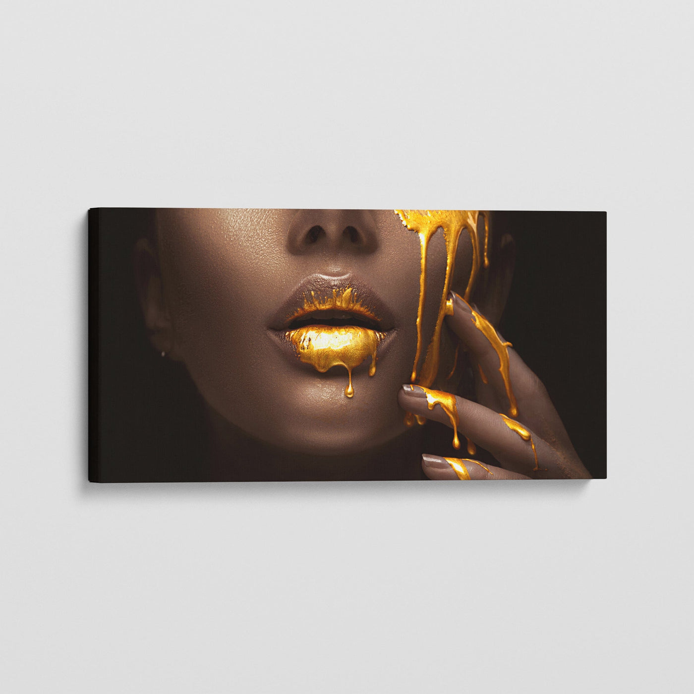 GOLD LIPPEN LEINWAND