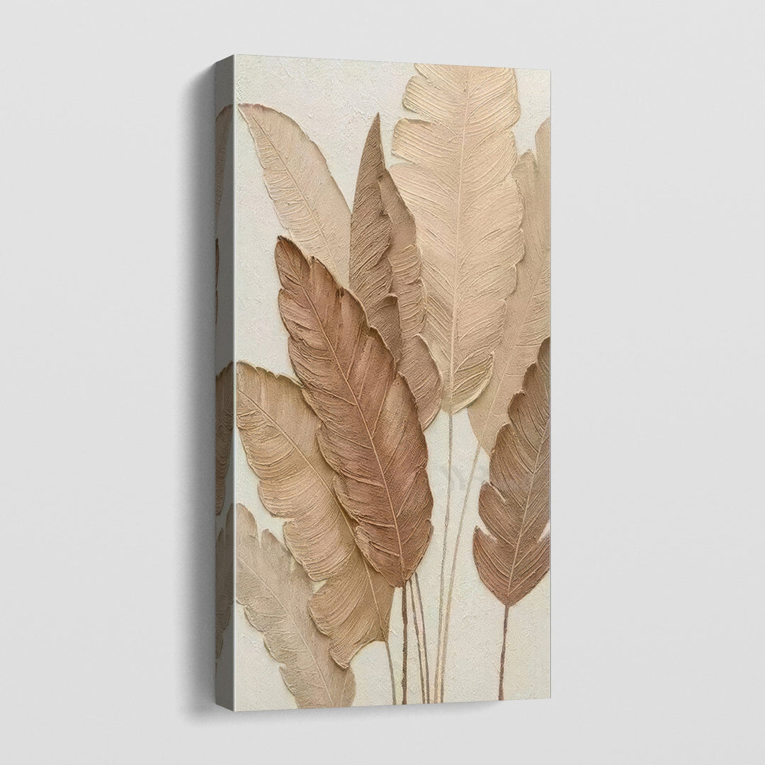 Botanical print wall art, neutral leaves in soft earth tones on a creamy background