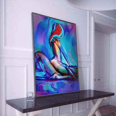 Modern interior with a colorful abstract painting on a wall