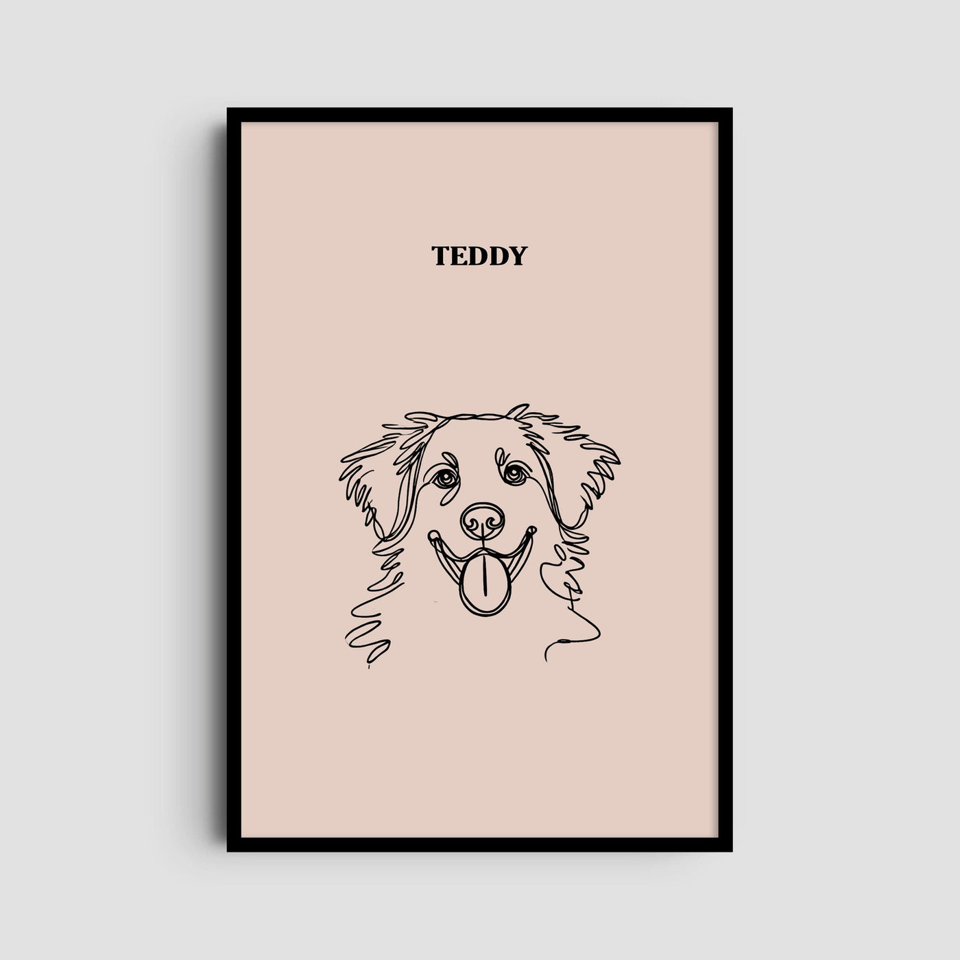 Custom One Pet Line Art Portrait - Dusty Pink