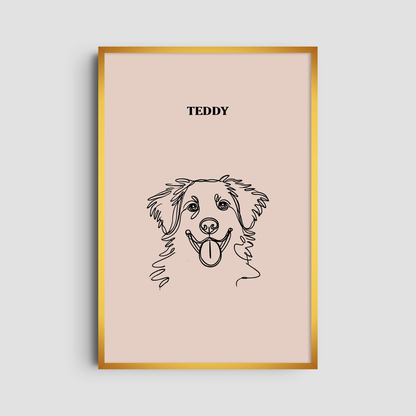 Custom One Pet Line Art Portrait - Dusty Pink