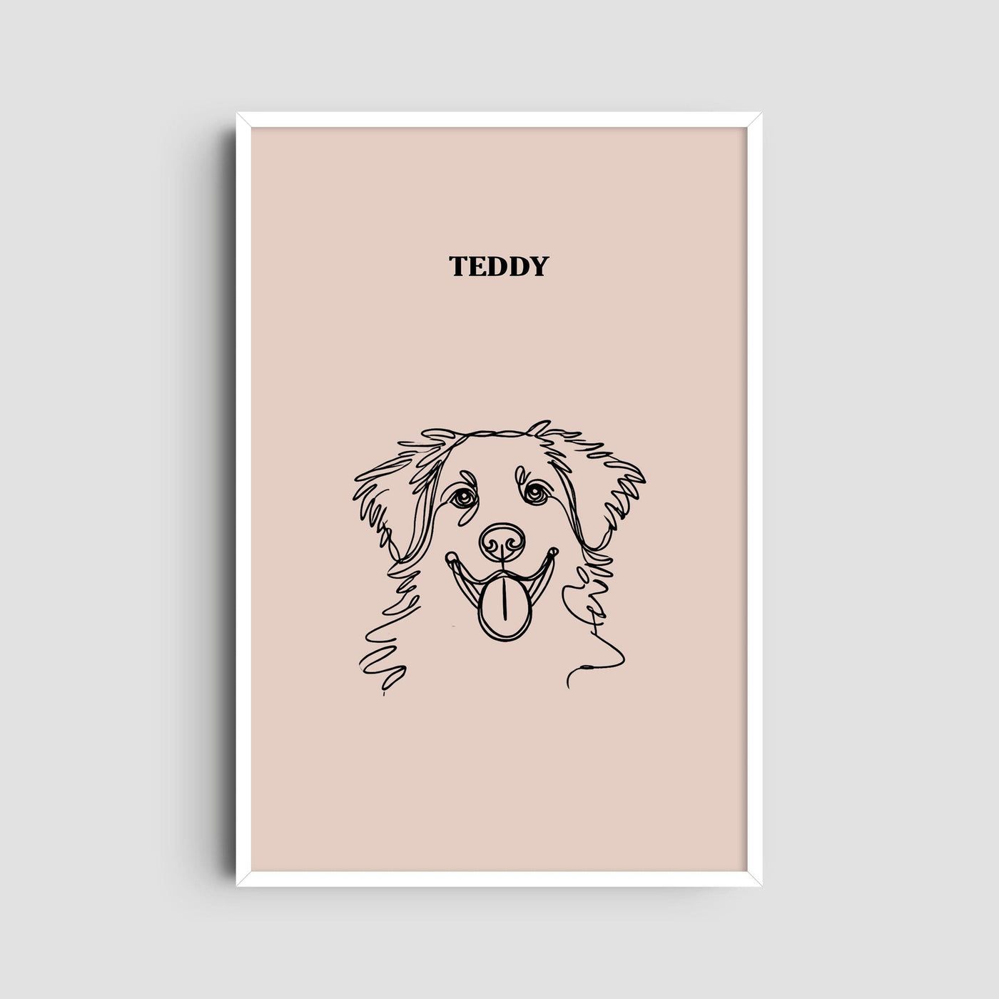 Custom One Pet Line Art Portrait - Dusty Pink