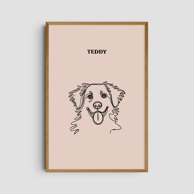 Custom One Pet Line Art Portrait - Dusty Pink