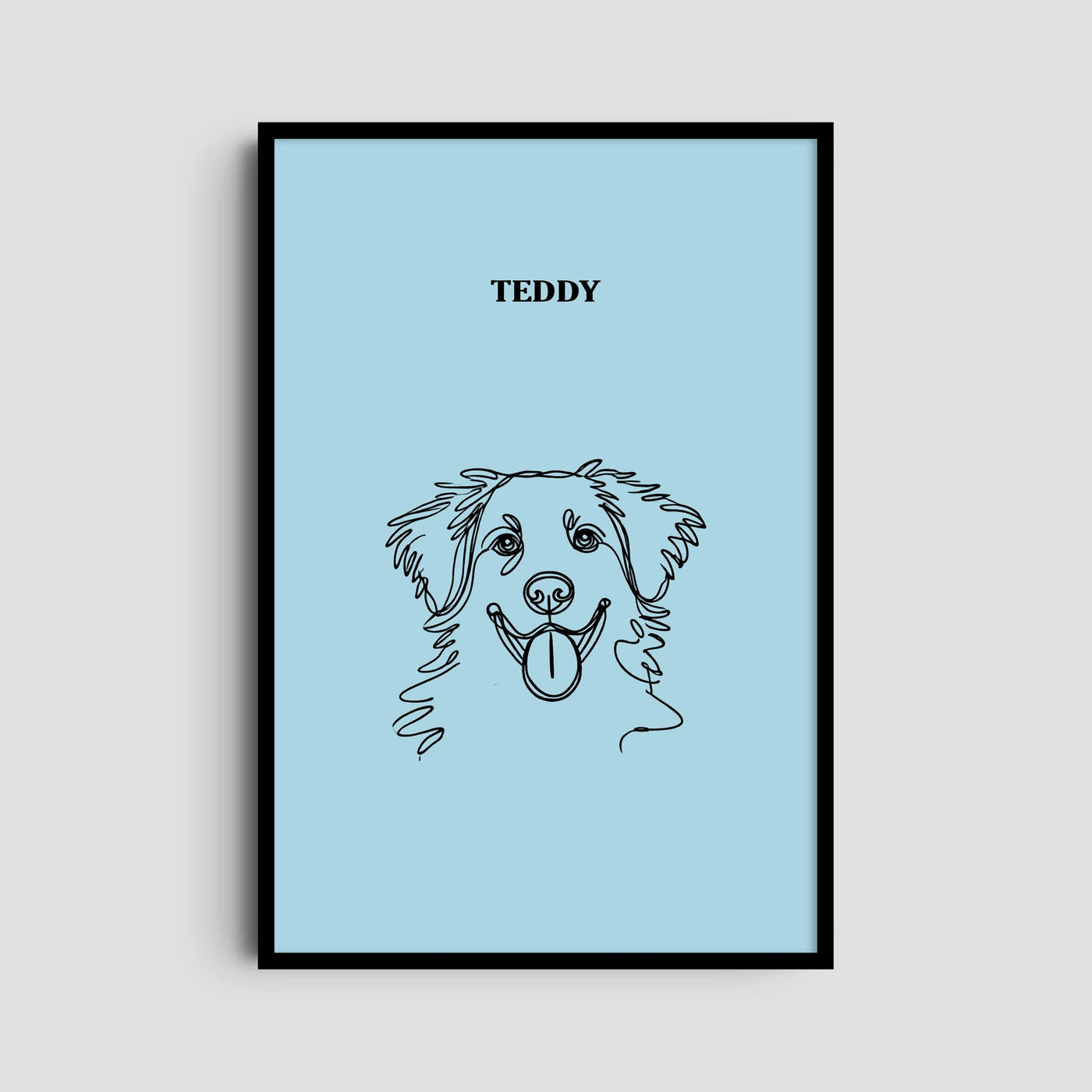 Custom One Pet Line Art Portrait - Light Blue