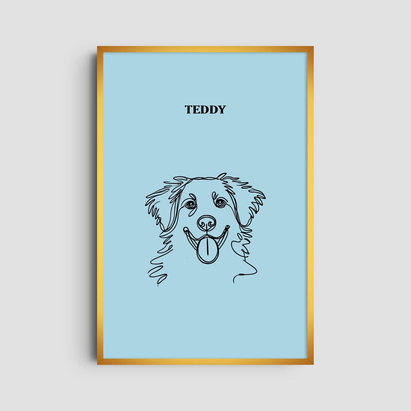 Custom One Pet Line Art Portrait - Light Blue