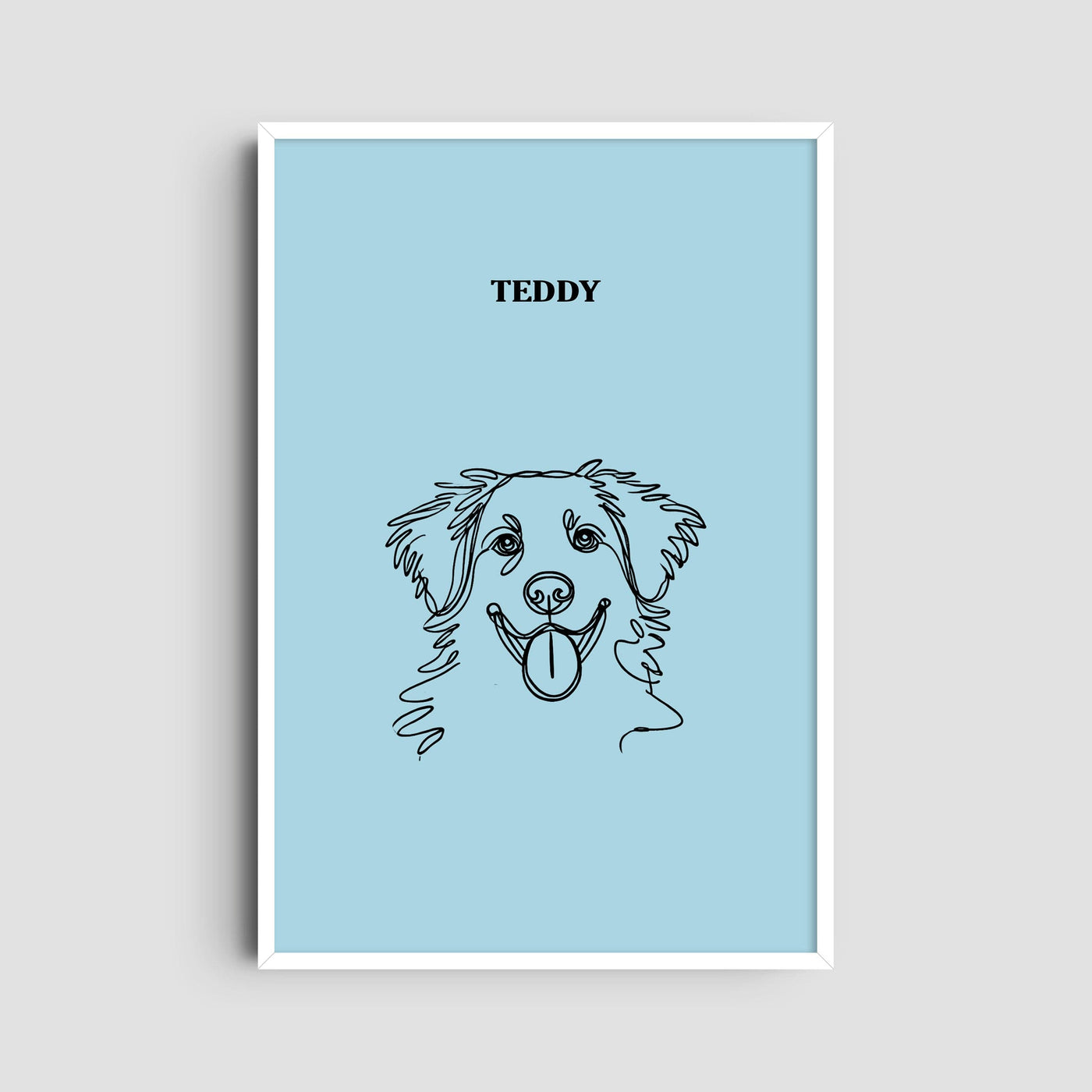 Custom One Pet Line Art Portrait - Light Blue