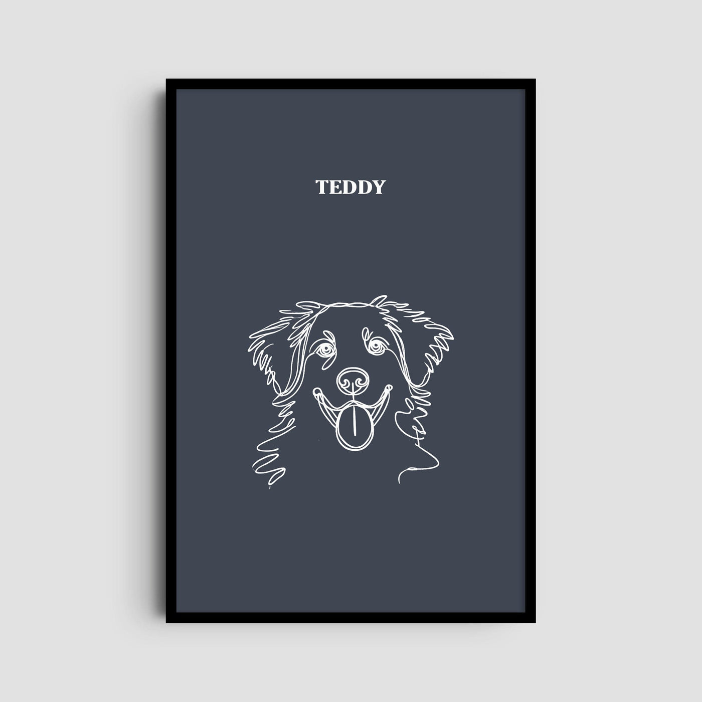 Custom One Pet Line Art Portrait - Navy