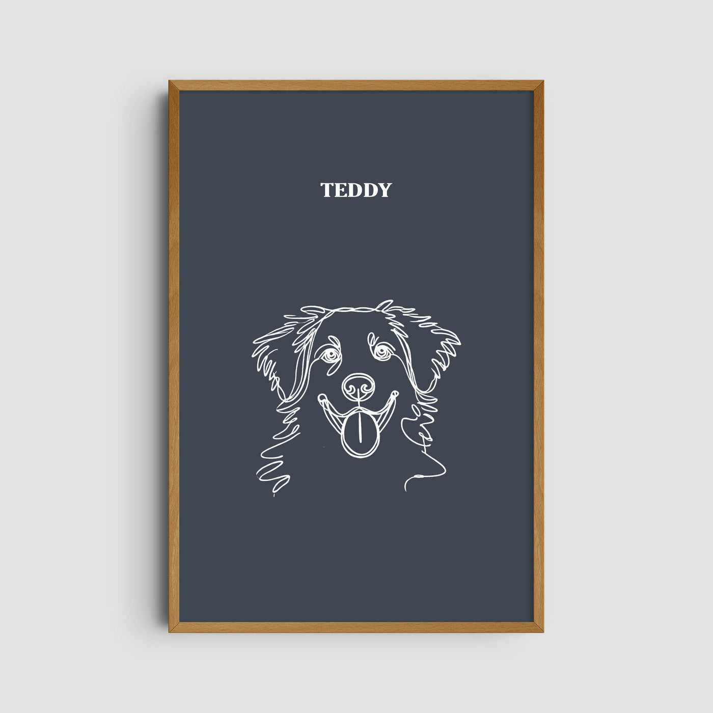 Custom One Pet Line Art Portrait - Navy