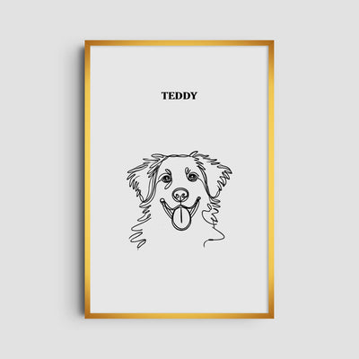 Custom One Pet Line Art Portrait - Soft White