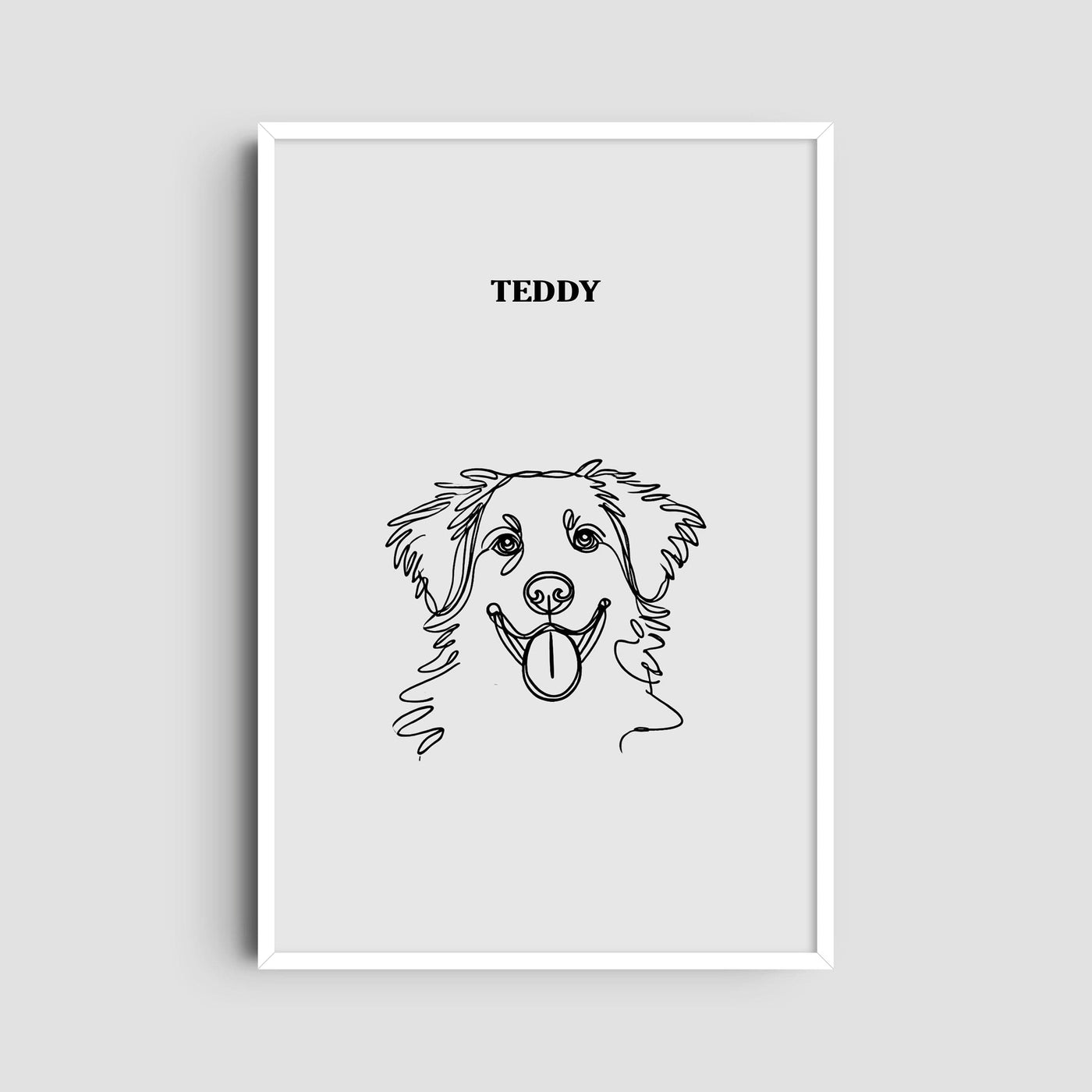 Custom One Pet Line Art Portrait - Soft White