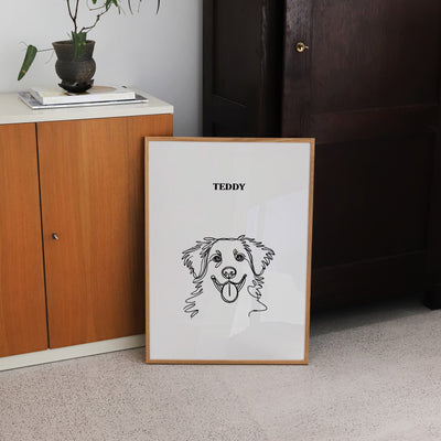 Custom One Pet Line Art Portrait - Soft White