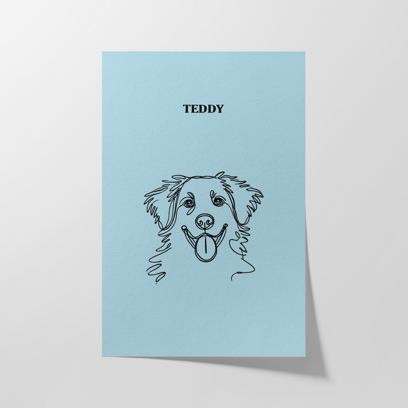 Custom One Pet Line Art Portrait - Light Blue