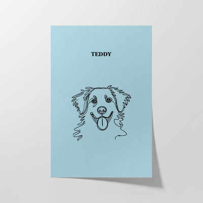 Custom One Pet Line Art Portrait - Light Blue