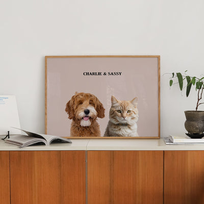 Custom Two Pets Modern Portrait