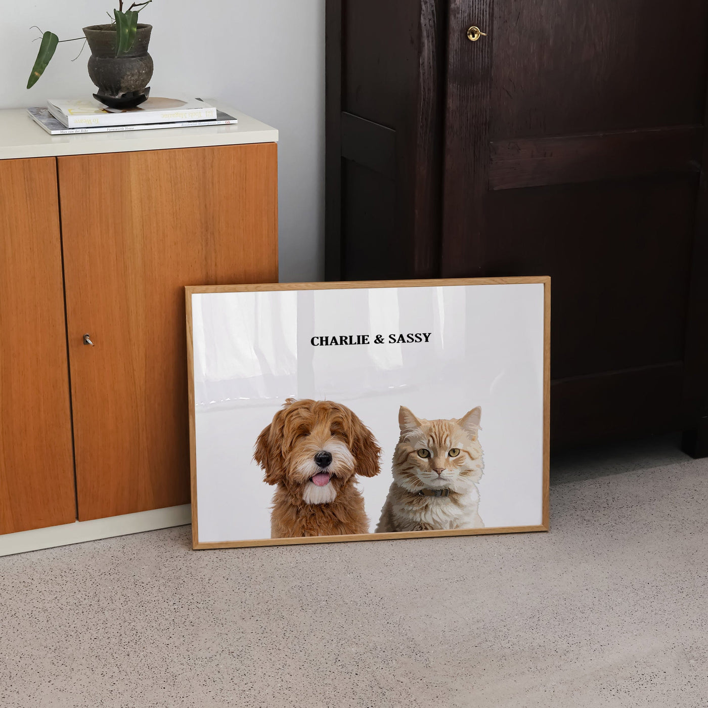 Custom Two Pets Modern Portrait