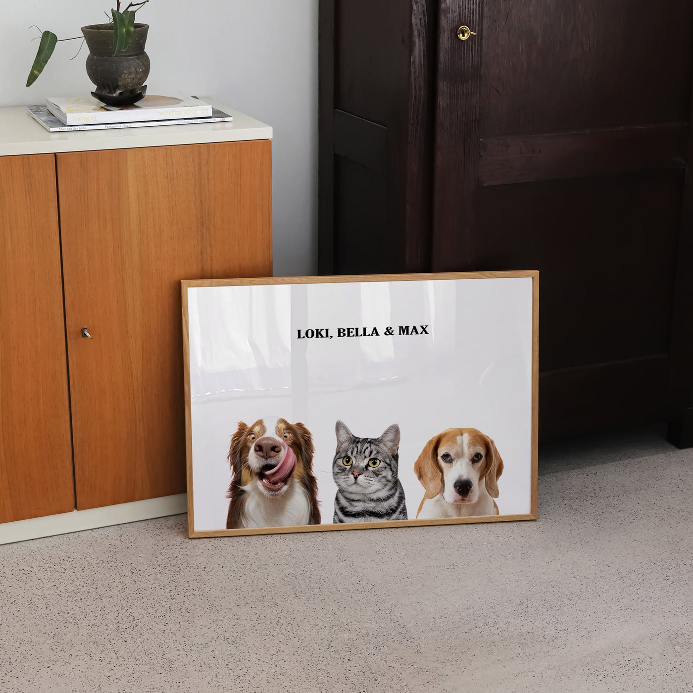 Custom Three Pets Modern Portrait