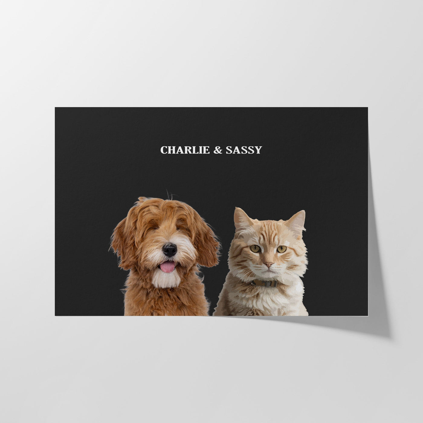 Custom Two Pets Modern Portrait