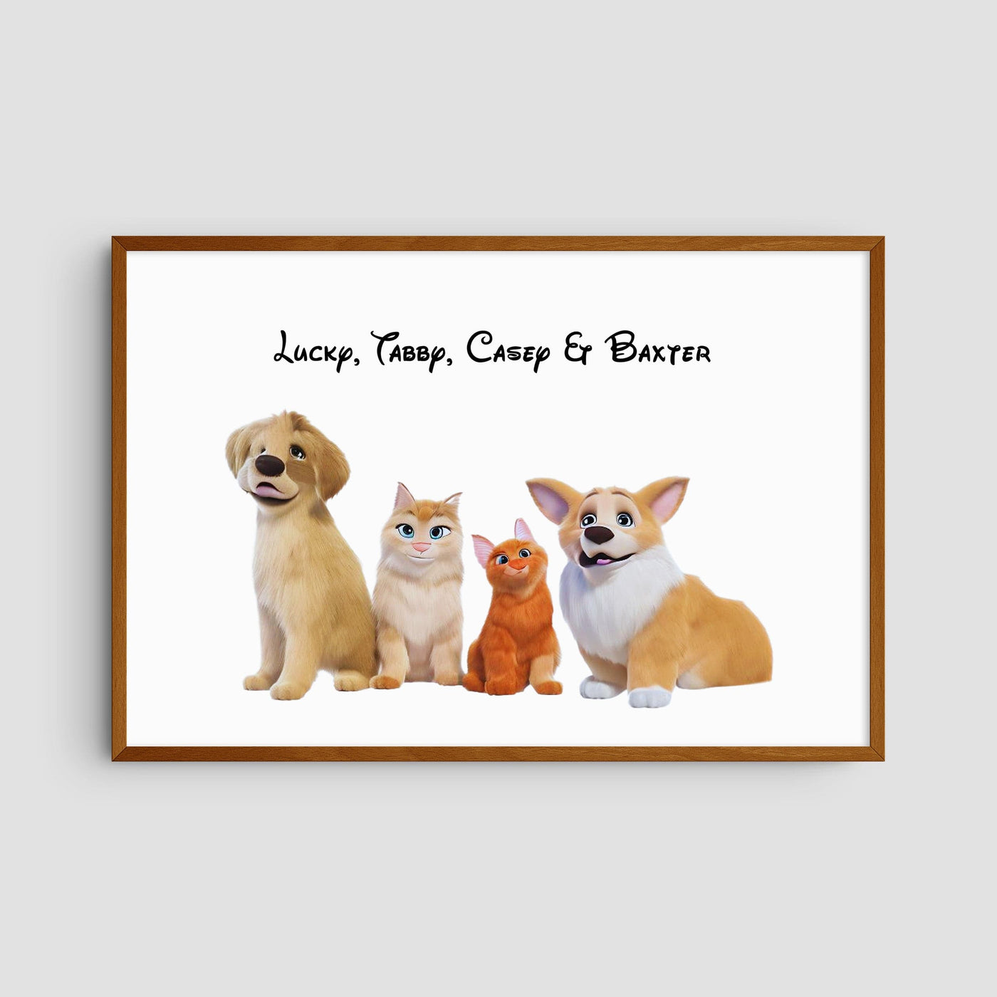 Custom Cartoons Portrait - Four Pets