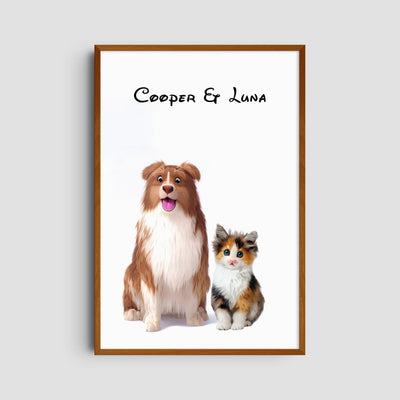 Custom Cartoons Portrait - Two Pet