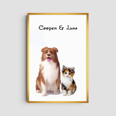 Custom Cartoons Portrait - Two Pet