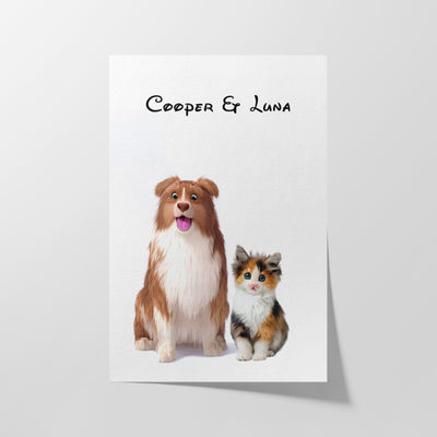 Custom Cartoons Portrait - Two Pet