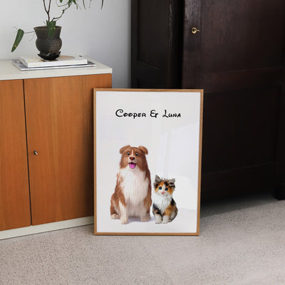 Custom Cartoons Portrait - Two Pet