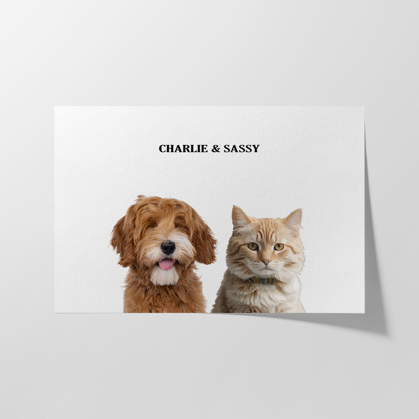 Custom Two Pet Modern Portrait - White